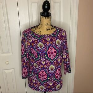 Talbots Purple and Pink Floral Blouse
